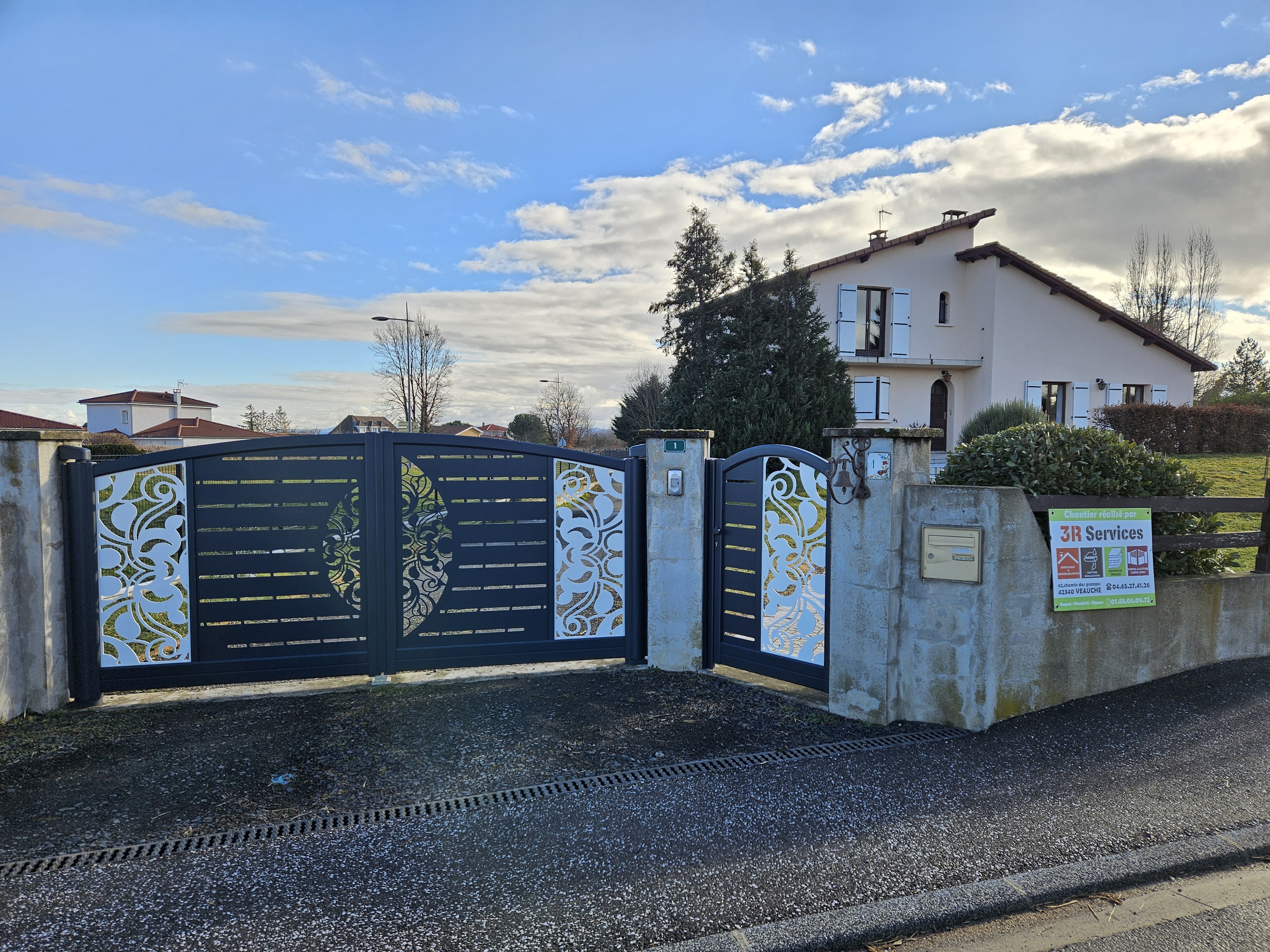 Ensemble portail portillon aluminium cetal 7016 9010