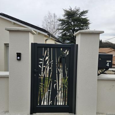 Portillon aluminium tole bambou 7016 gache electrique